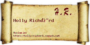 Holly Richárd névjegykártya